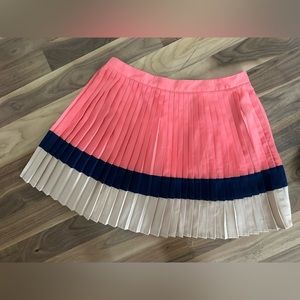 Pink Navy Tan pleated skirt